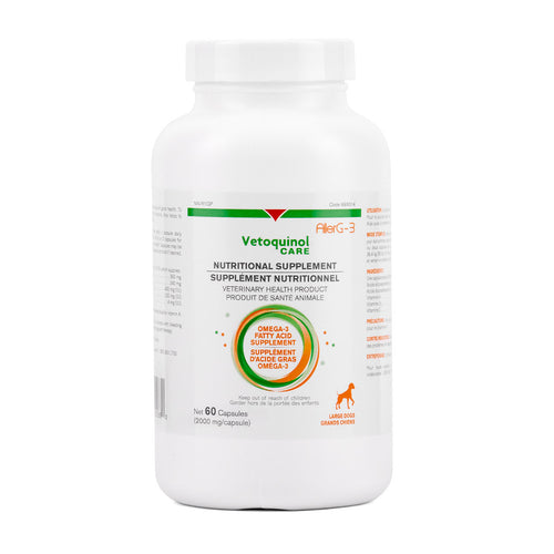 Vetoquinol Care Allerg-3 Omega 3 Fatty Acid supplement for LARGE DOGS (60 capsules)